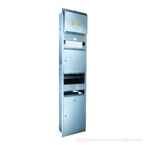 304S.S. Standing Three in One Combination paper towel ,dustbin ,hand dryer